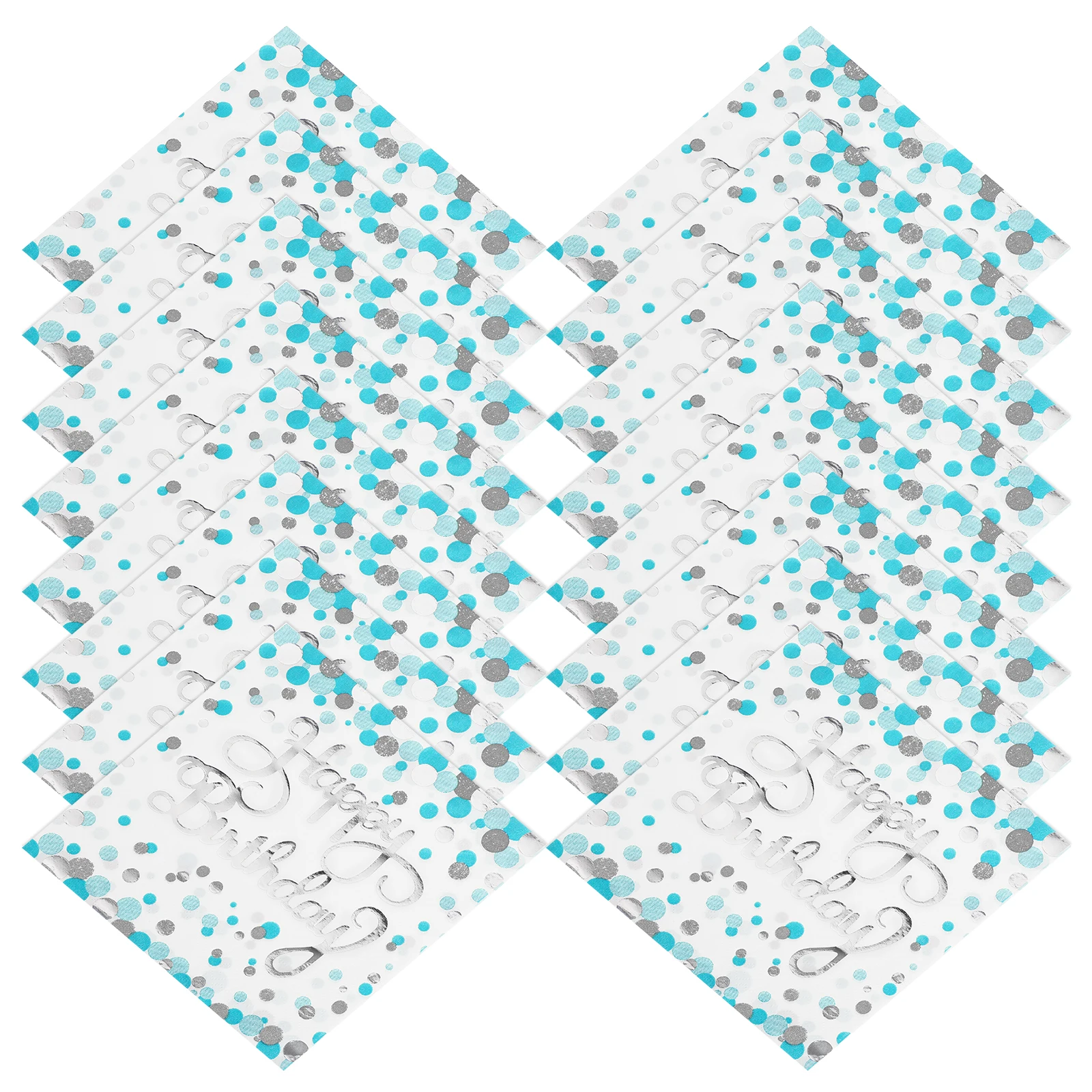 

40Pcs Blue Dot Silver Foil Napkins Stylish Disposable Birthday Party Beverage Paper Napkins Teal Wedding Shower