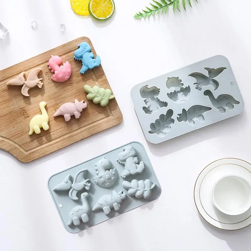 Dinosaur Jello Mold 6 Cavity Silicone Molds For DIY Cute Different Dinosaur Shapes Gummy Dinosaur Mold For Dessert Mousse Pastry