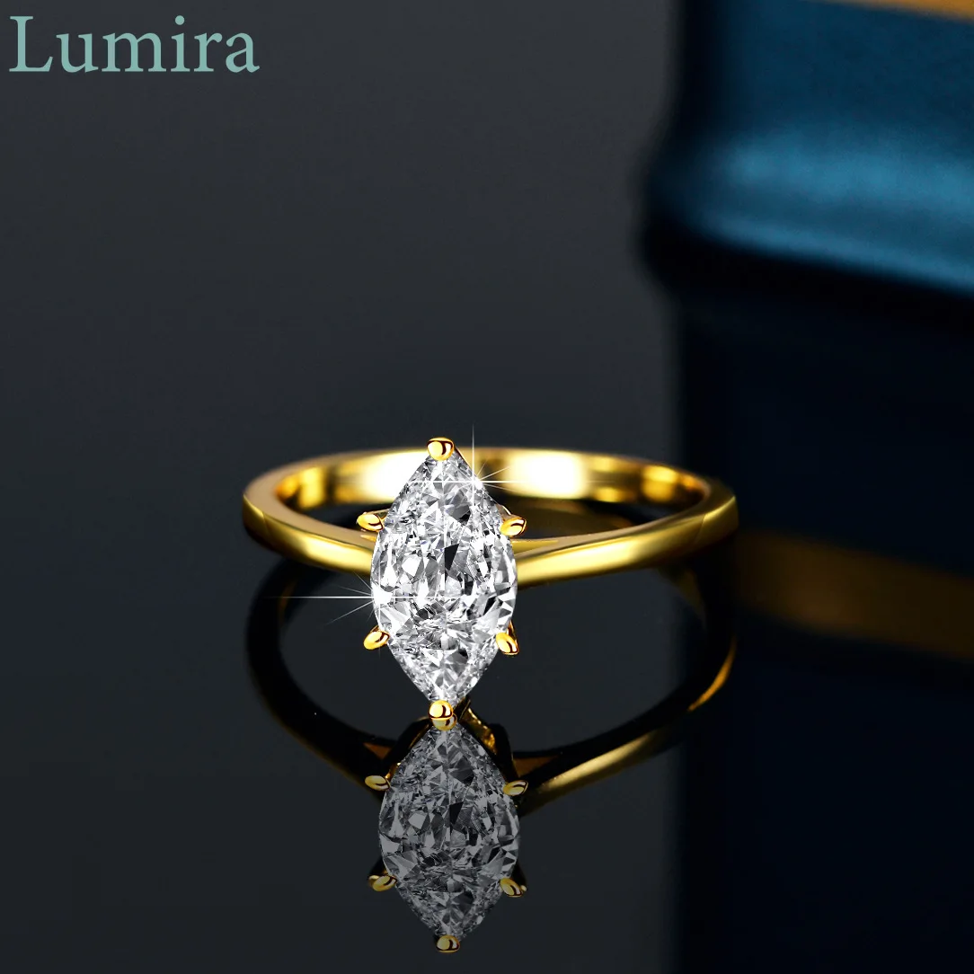 

Lumira Luxury 18K Gold Marquise-Cut Ring with 1 Carat Moissanite Diamond for Women Wedding Engagement Fine Jewelry Gifts