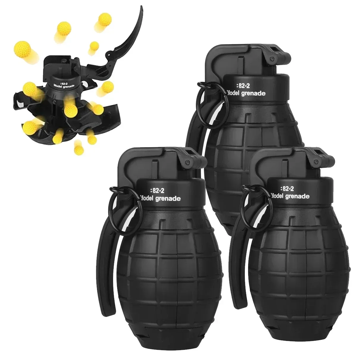 Airsoft Paintball Grenade Toy1/3PCS - Nylon Toy Grenade Toys Model - Anti Fall Refillable Gel Ball Explosion Reusable Grenade