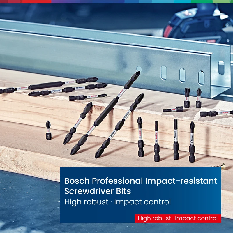 Bosch-Bits de impacto profissionais, resistente Screwdriving Power, S2 Steel Screwdriver Bit Set, GDR, GDX Power Tool