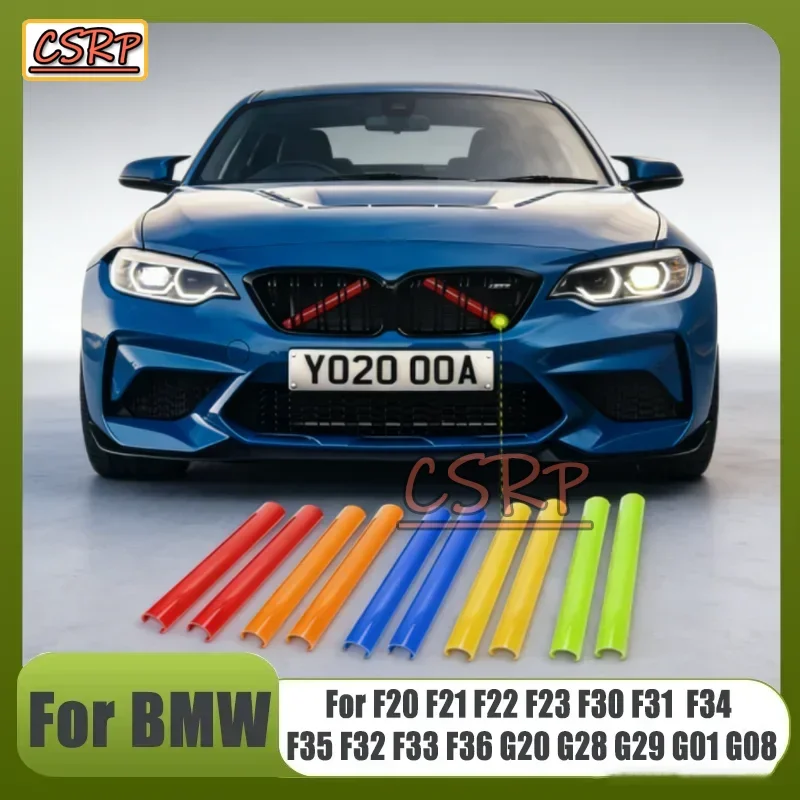 2Pcs Sport Sticker Car Front Grille Nose Trim Air Inlet Bar Strip Vent For BMW F20 F21 F22 F23 F30 F31 F32 F33 1 2 3 4 Series