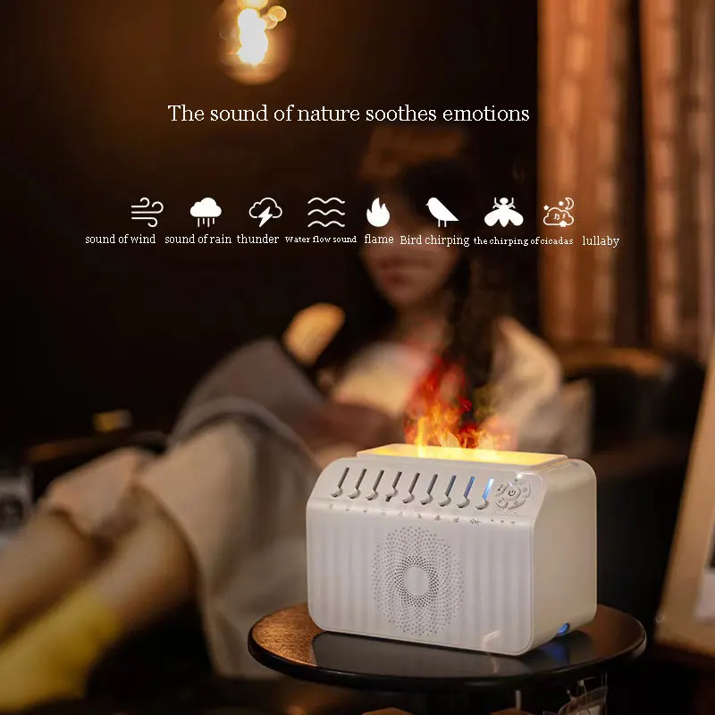 Flame Atmosphere White Noise Humidifier Aromatherapy Machine Flame Humidifier Home Bluetooth Aromatherapy Machine