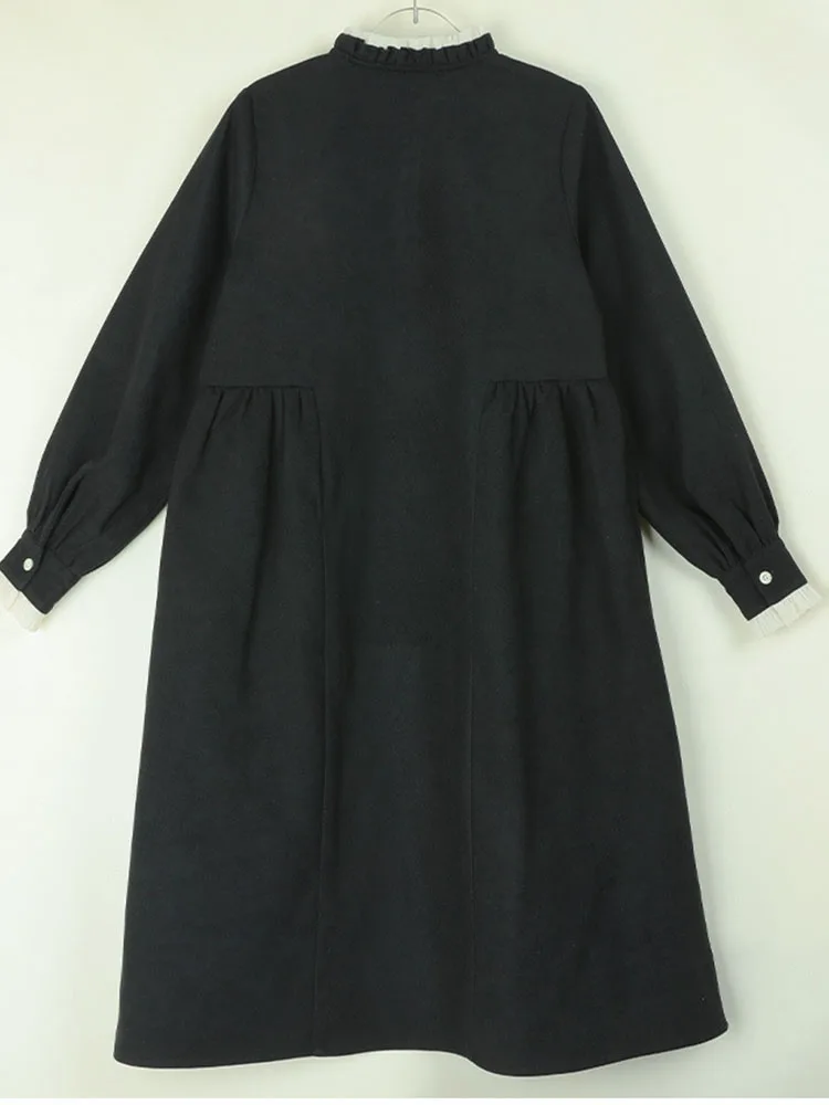 Big Girls Elegant Long Sleeve Dresses Black Brown Corduroy Dress Children 6 7 8 9 10 11 12 13 14 15 16 17 18 Years Clothing