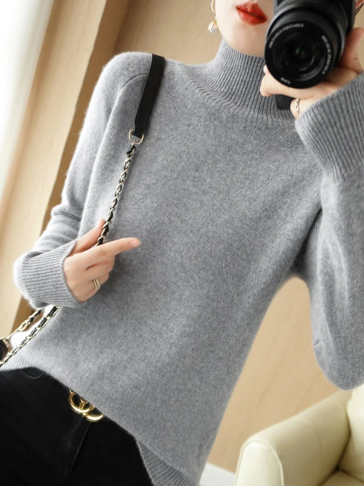 

New Arrivals Turtleneck Wool Women's Sweater thick warm Long Sleeve Pullover High Elasticity Slim Fitting Knitted Jumper Fashion