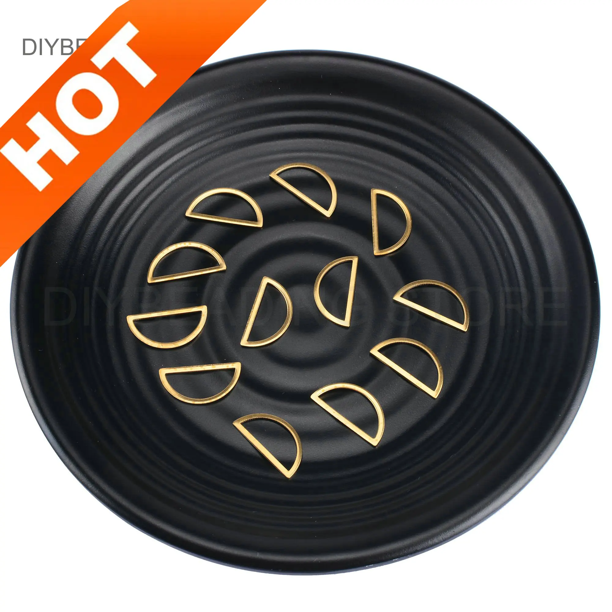 10-1000 Pcs Earring Charm Finding Bulk Wholesale Raw Brass Outline Half Circle D Charms Connector Component for Making Jewelry