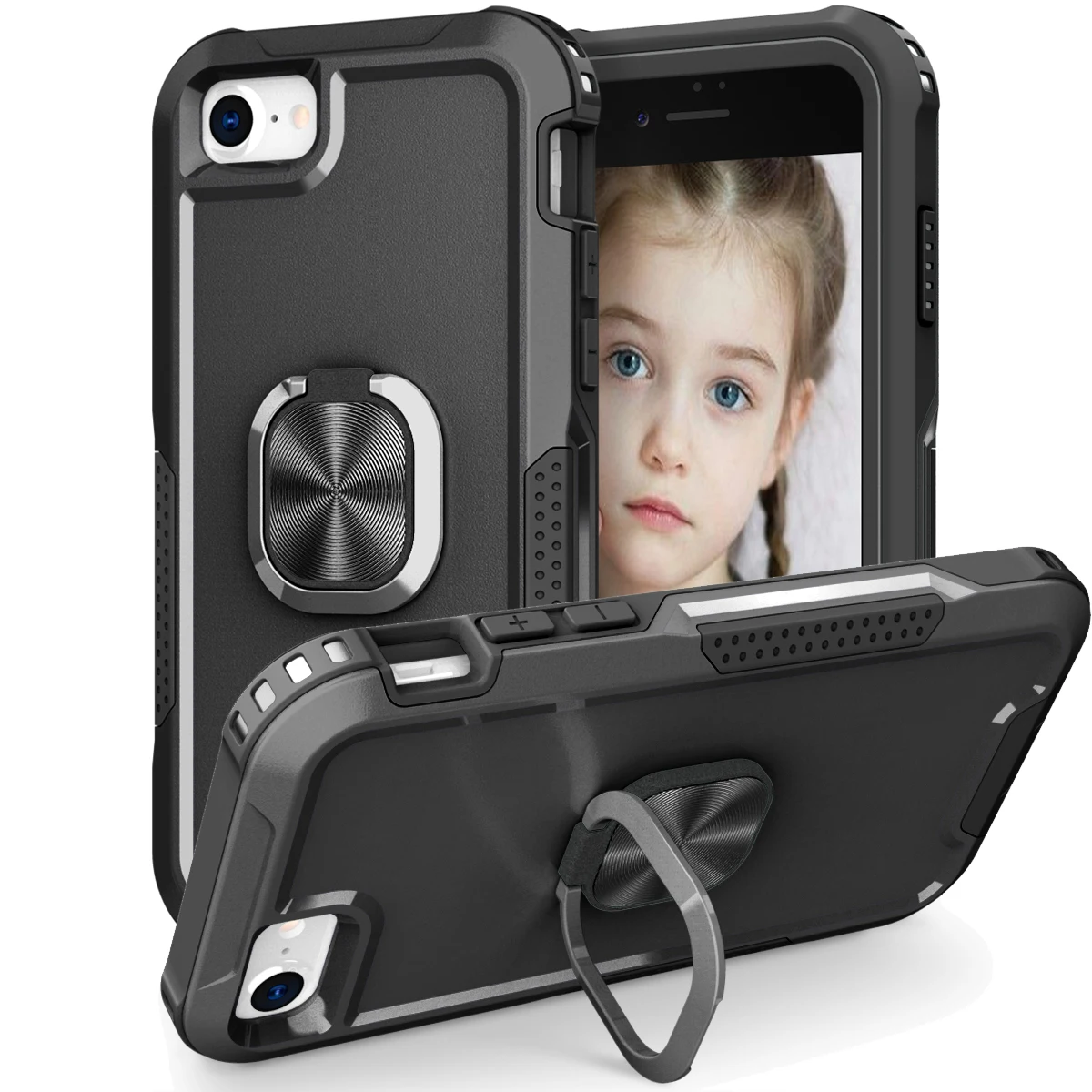 Ağır damla koruma Kickstand sağlam darbeye dayanıklı/toz geçirmez 3-Layer telefon kılıfı için iPhone 6 6S/7/8 iPhone SE 2020 2022