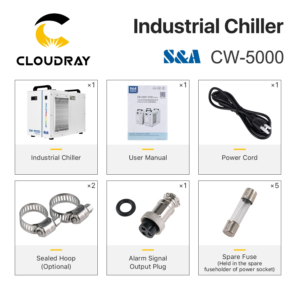 Cloudray S&A CW5000 Industry Air Water Chiller for CO2 Laser Engraving Cutting Machine Cooling 80W 100W Laser Tube