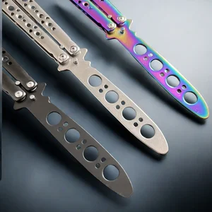 سكين فراشة قابلة للطي الفولاذ المقاوم للصدأ جيب مدرب أداة غير مقطوعة لحركات اليد في الهواء الطلق الألعاب أفضل 10 سكين فراشة مبيعا - رقم 9