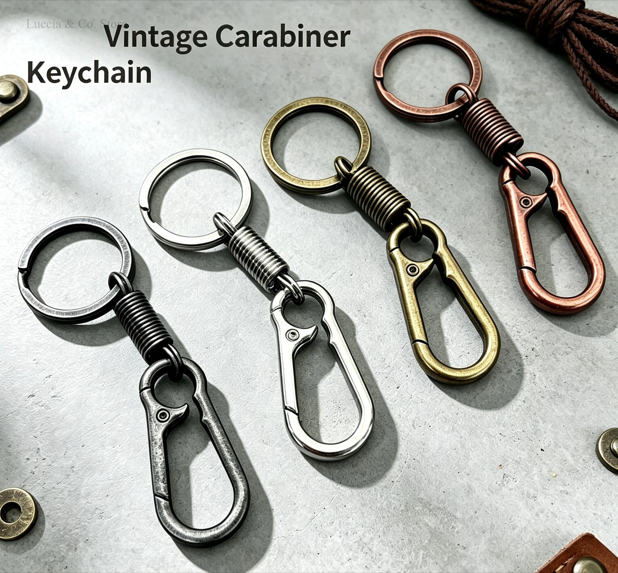 2PCS Stainless Steel Spring Snap Hook Keychain Rugged Carabiner Clip Key Ring Organizer Pendant Charm Practical Gift for Men