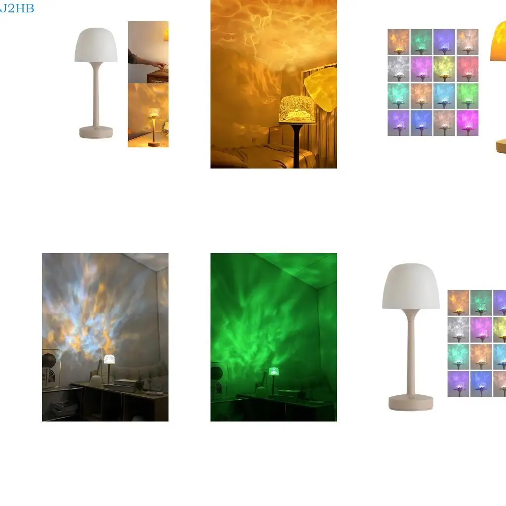 

J2HB 3/16 Color Ocean Ripple Projector Lamp Desk Light Rechargeable Reading Lamp Room Decoration Enduring