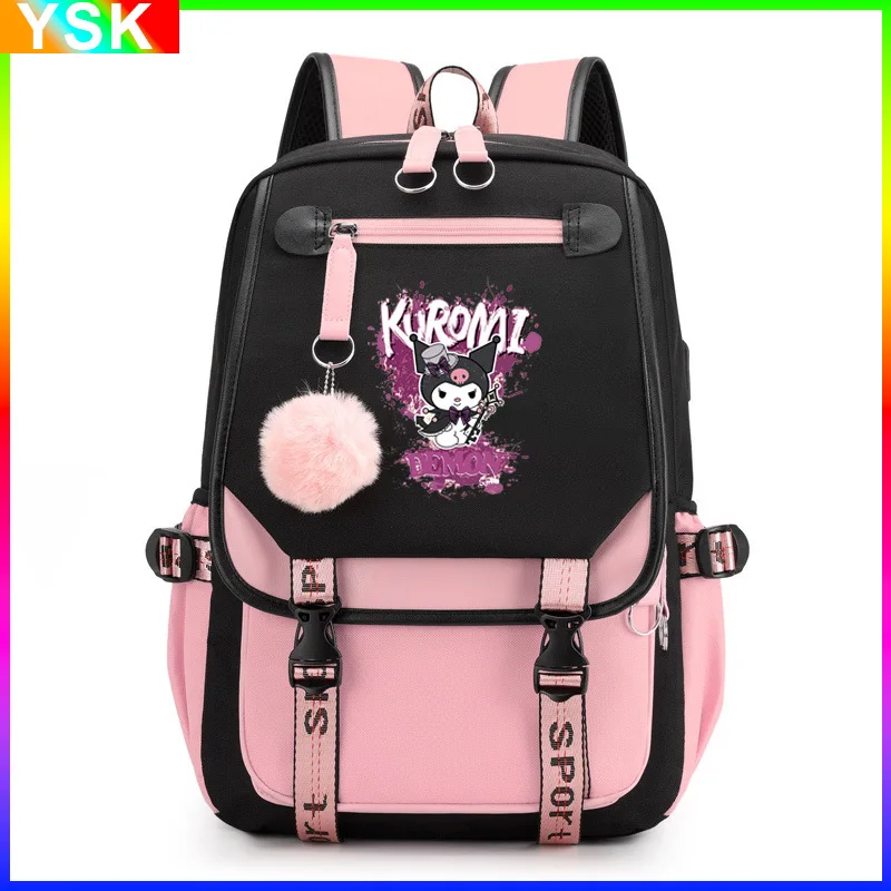 MINISO Kuromi Schoolbag Junior High School Female Korean Version Large-capacity Casual Backpack Primary School Students Backpack