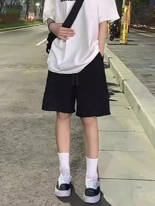 

American Vibe High Street Beach Simple Sport orts Men Summer Trendy Brand Straight Casual Dstring Five-Quarter Pants