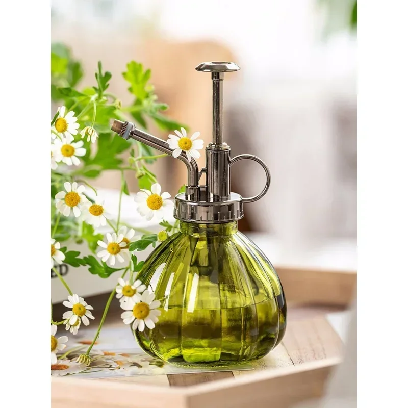 Bouteille en verre gaufré à pression d\'air, bouteille d\'arrosage spécial rétro pour le jardinage, petite boîte de désinfection, bouteille de