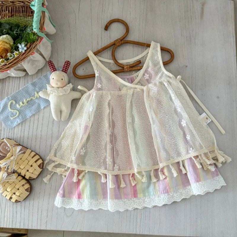 

Children's Dress2025Summer Style Versatile Fashionable Vacation Vest Dress Set Two-Piece