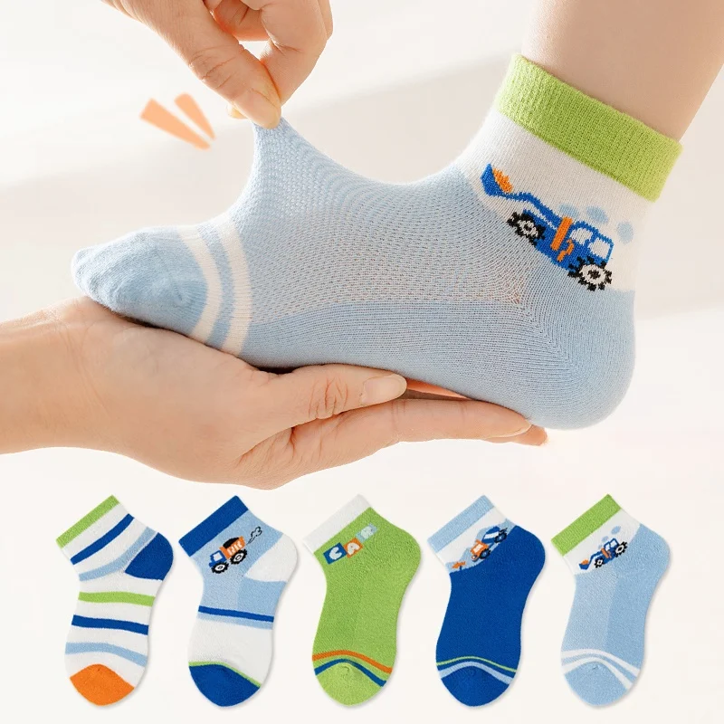 10 Pairs Children\'s Socks Summer Thin Cotton Socks Boys Socks Breathable Sweat-absorbent Girls Socks