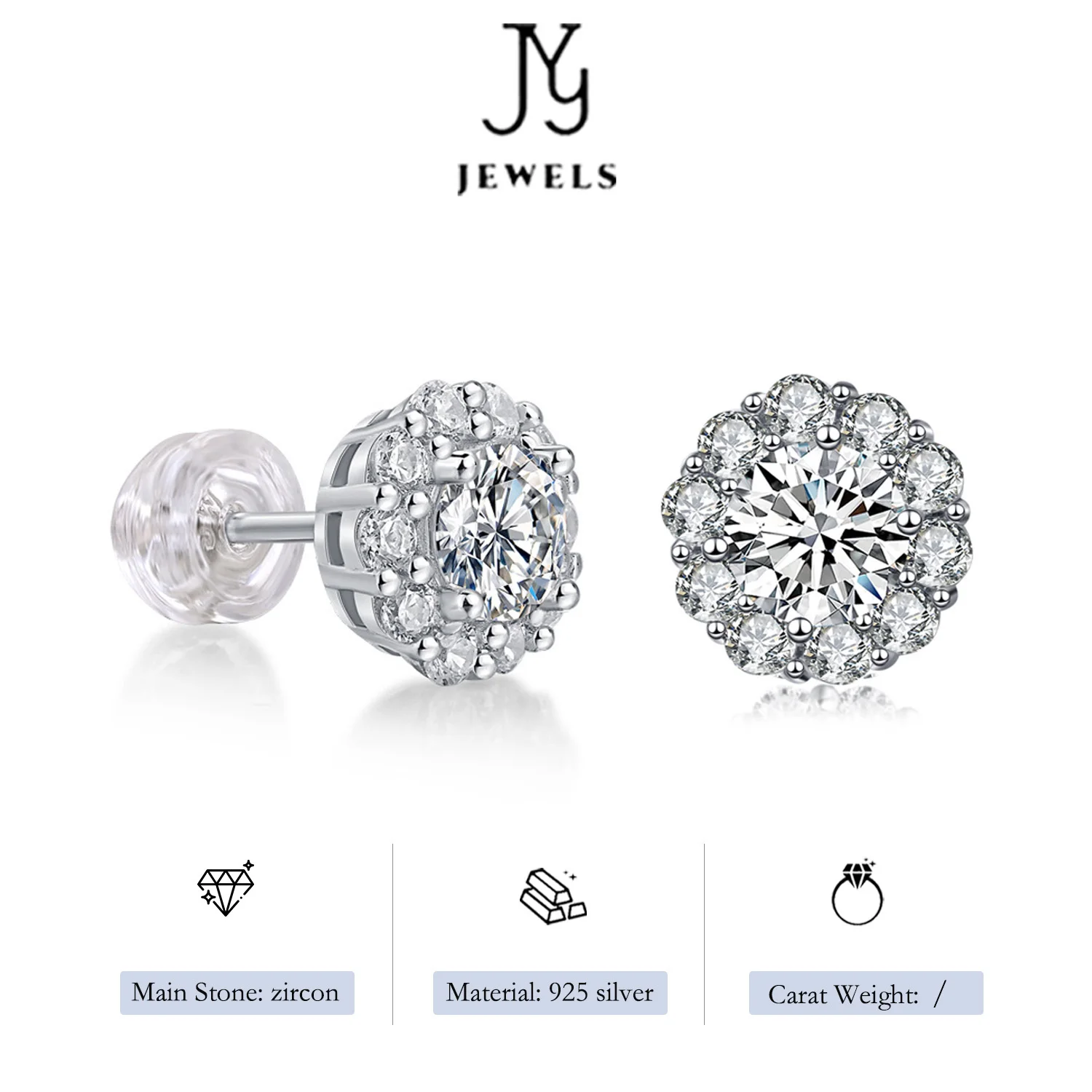 

【JYJZZ118】S925 Silver Super Shiny Zirconia Feminine Premium Earrings Studs