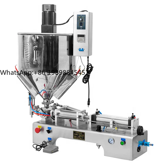 

Hot Sale High Viscosity Heating Stirring Paste Tomato Chilli Sauce Soap Filler Heating Filling Machine With Mixing Hopper