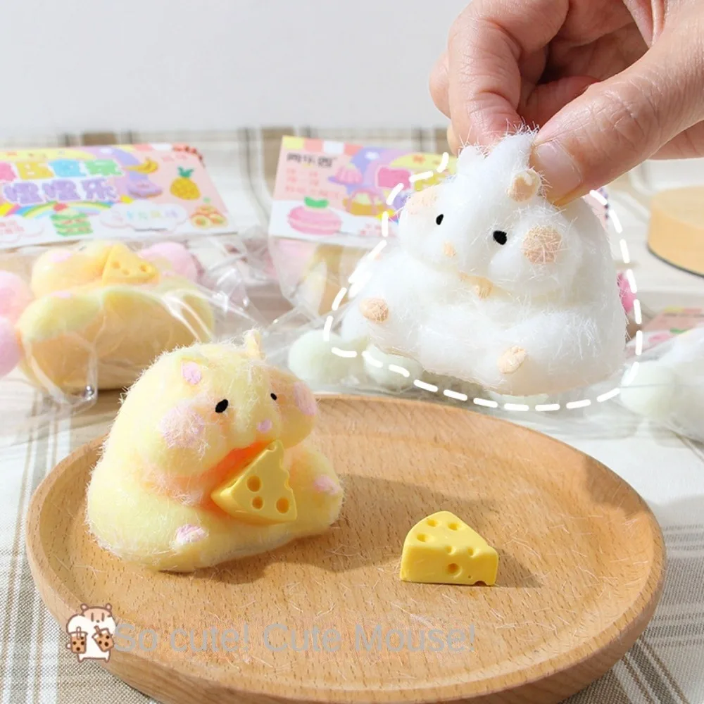 Jouet Squishy Hamster avec Fromage pour Adolescent, Décoration de Bureau Mignonne, Amusant, Souligné Charleroi, Décompression, Fidget, Cadeaux pour