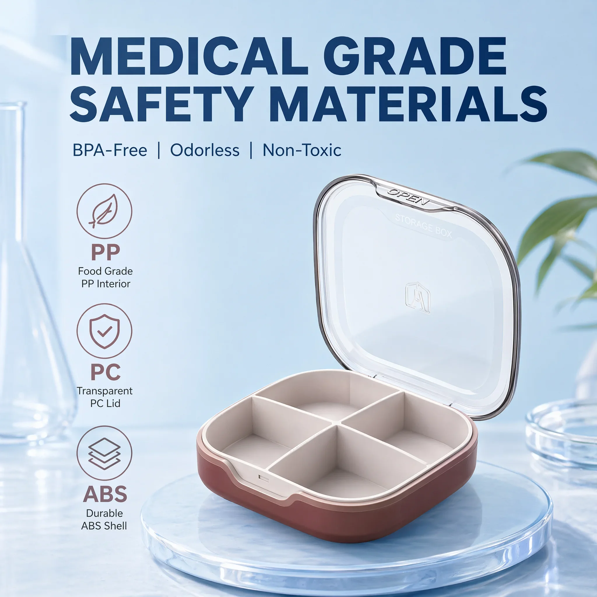4 Grid Portable Pill Box Sealed Moistureproof Food Grade BPA-Free Travel Pill Case Pocket Medicine Organizer Vitamin Container