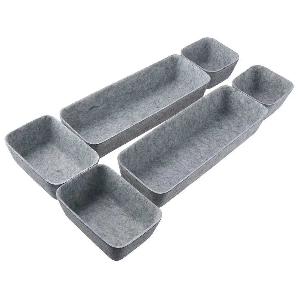 Boîte de Rangement Portable en Feutre, Accessoire de Rangement Gris, 8 Pièces