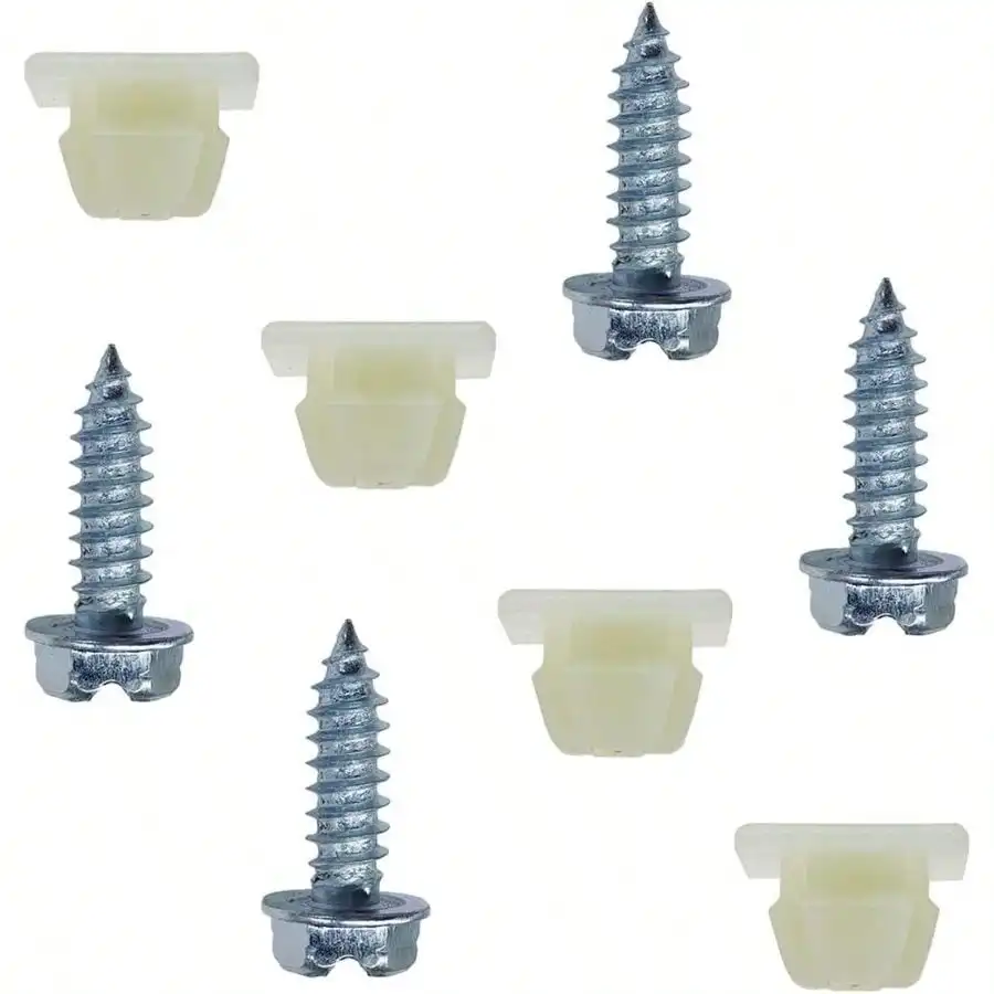 

4PCS License Plate Screw Kit, Steel Rustproof Screws Fastener With Nylon Screw Insert, Self-Tapping Screws Retainer Fasteners Vehicle Front Rear License Plates, Frame, Cover(Silver)