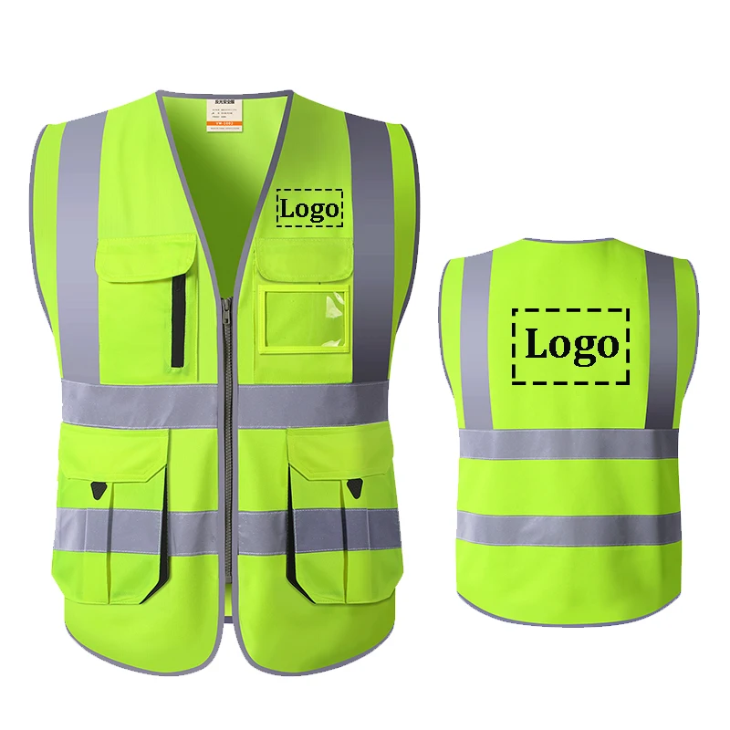 Gilet di sicurezza riflettente di sicurezza personalizzato con Logo gilet di abbigliamento da lavoro bicolore nero giallo ad alta visibilità