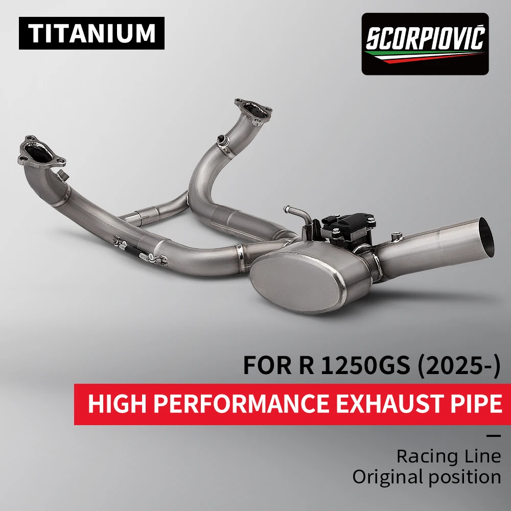 Motorcycle Titanium Exhaust Header For R1300GS 1300GS R1250GS  Manifold with Electric Controlled Valve Connect Original Muffler