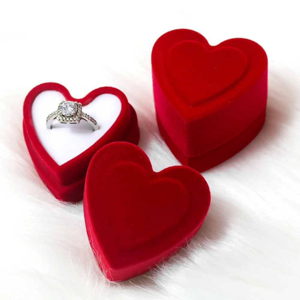 

Романтическая свадебная коробка для колец в форме сердца в форме сердца, высококачественная бархатная шкатулка для драгоценностей, серьги, упаковка для ювелирных изделий, подарочная коробка на день Святого Валентина