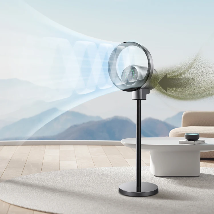 Reddot Design Winner Air Purifying Smart Bladeless Fan 9 Speeds PM 2.5 Display Hepa 13 Filter Fan Popular Model OEM ODM Factory