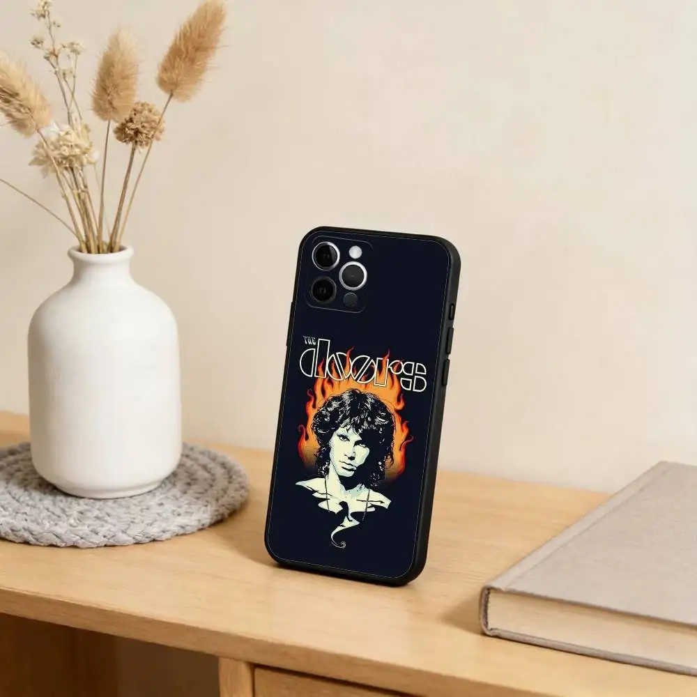 حافظة هاتف The-Doors-J-Jim-Morrison لهاتف iPhone 17,16,15,14,13,12,11 Plus,Pro Max,XS,غطاء أسود من السيليكون الناعم