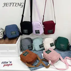 Women Canvas Zipper Bag Preppy Style Student Tote Shoulder Messenger Bag Small Corduroy Bag Satchel Travel Purse Handbag