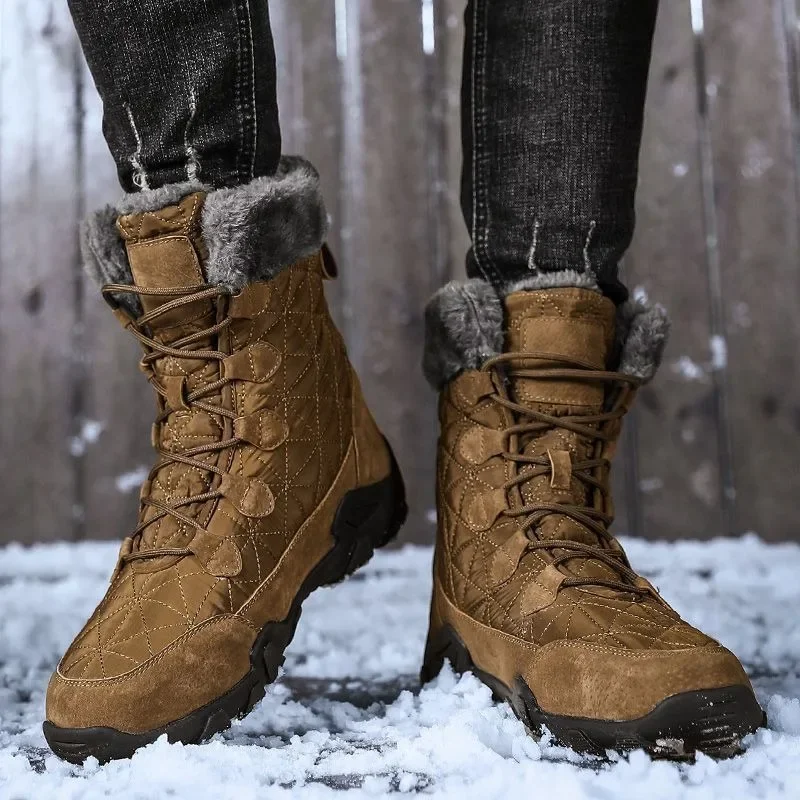 Premium extra-thick warm fashion durable snow boots for men high-top cotton slip-resistant winter footwear