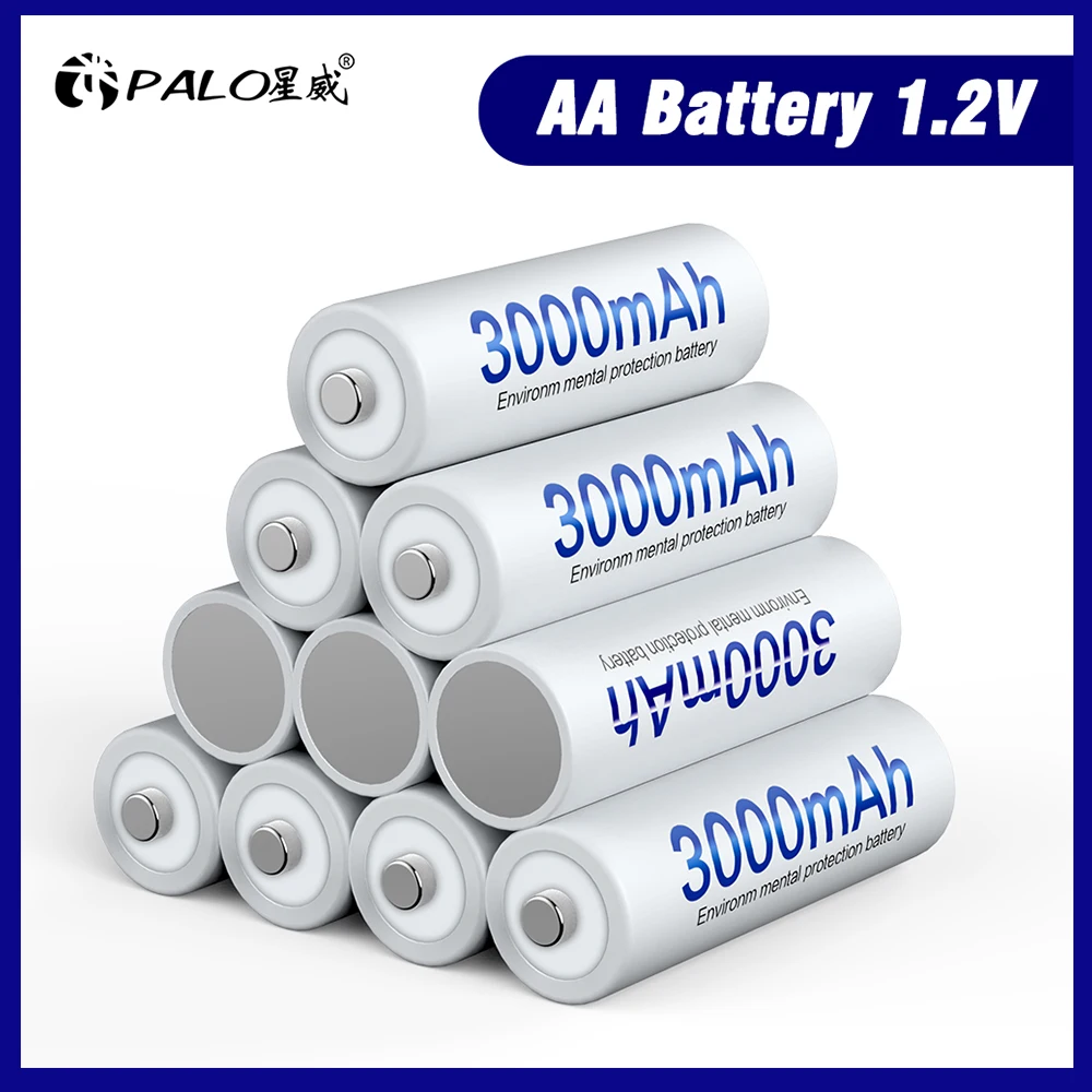 

PALO 4-24 pcs AA 3000mAh 1.2V NI-MH Rechargeable Battery AA 2A ni mh nimh 1.2 Volt Original High Capacity Current Batteries