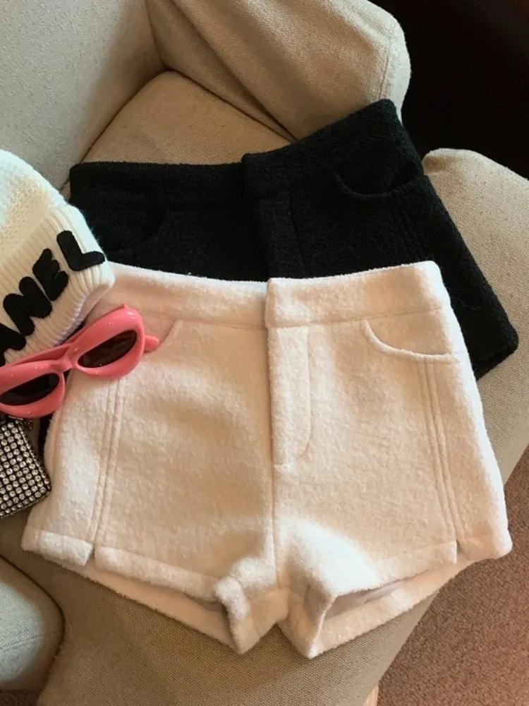 Lässige Damen-Ortungshose aus verdickter Wolle für Herbst und Winter, hohe Taille, Bootcut-Hose, gerades Bein, A-Linien-Rock, weites Bein