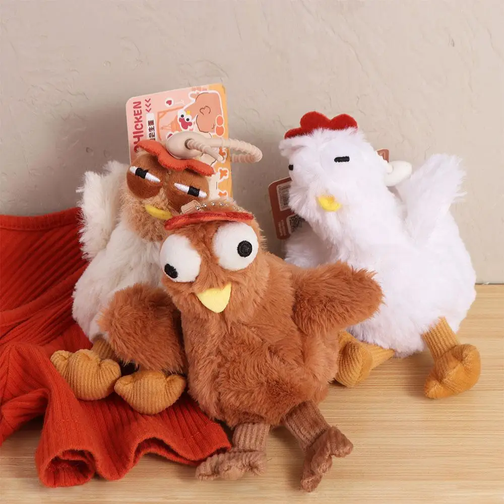 Engraçado borracha de pelúcia frango chaveiro dos desenhos animados simulação galinhas chaveiro metal boneca ovo-pintura animal chave titular presente