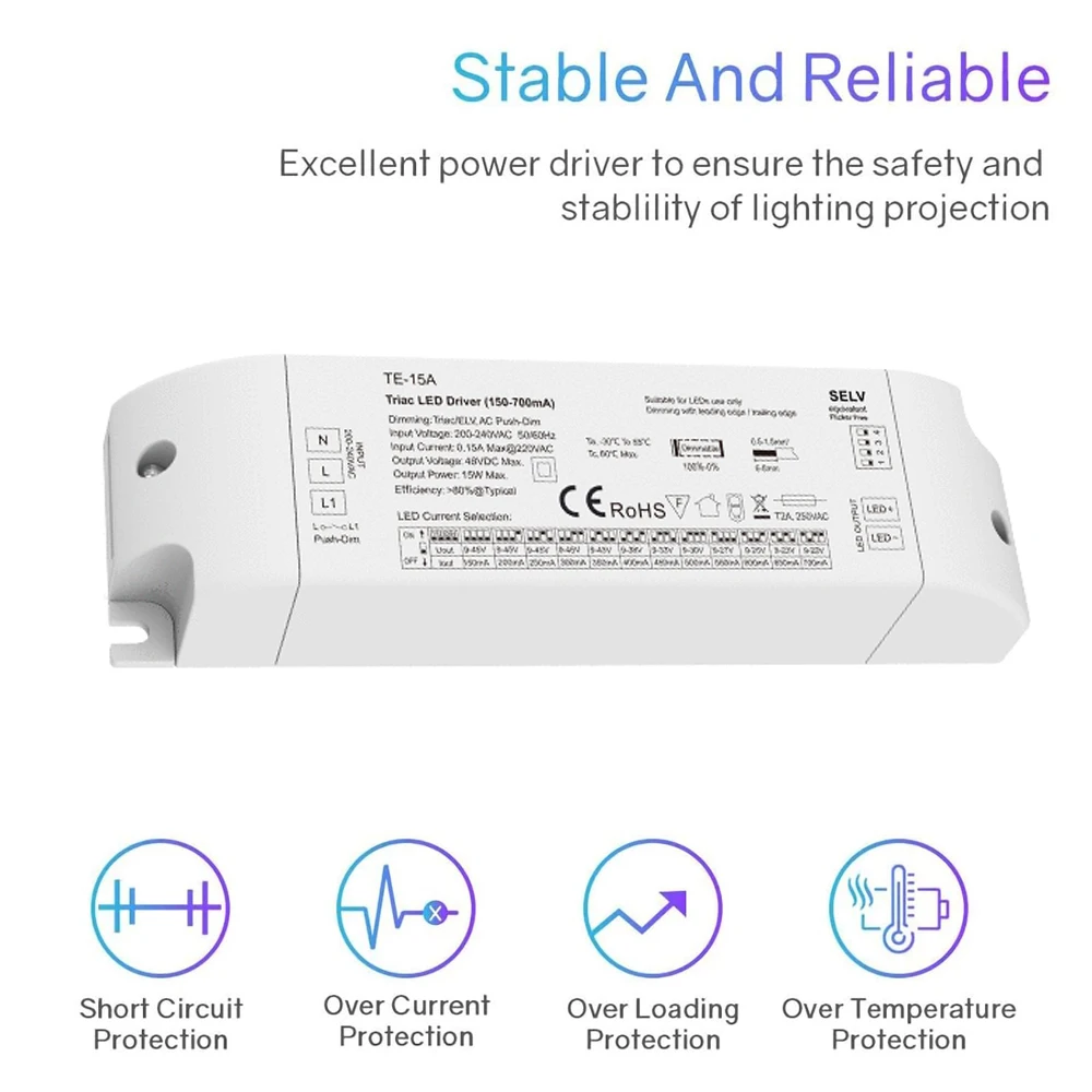 Imagem -05 - Triac-constante Atual Led Driver Dimmable Fonte de Alimentação Pwm Digital Dimming Transformer Push Dimming Adaptador de Alimentação 15w 25w 36w