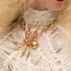 ZAA Bejeweled Spider Necklace Vintage Metal Chain Choker Statement Animals Pendant for Women 2024 Trend High Quality Jewelry