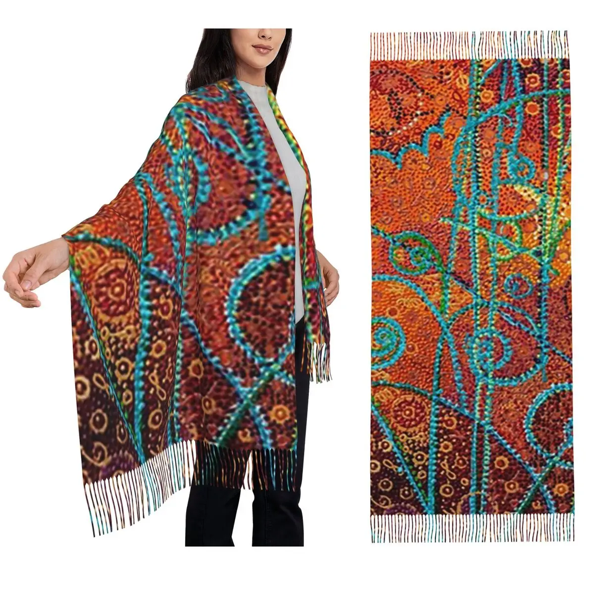 

Вакуум - шарф Rossella Picciani, шарфы с кисточками, женские мягкие теплые шали и накидки, большая осенне-зимняя шаль