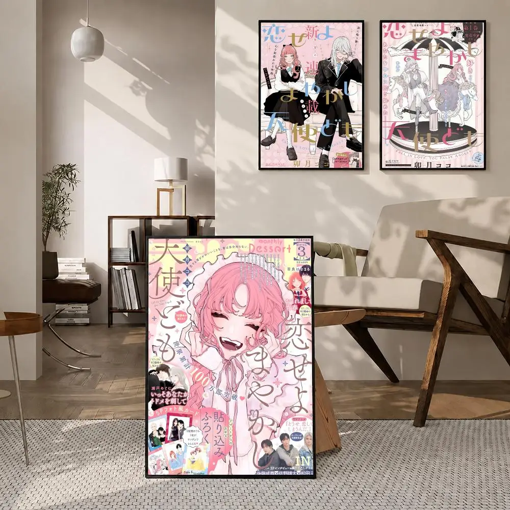 Anime Fall in Love, You False Angels Poster High-definition  stickers, suitable for bedroom, living room, home decoration