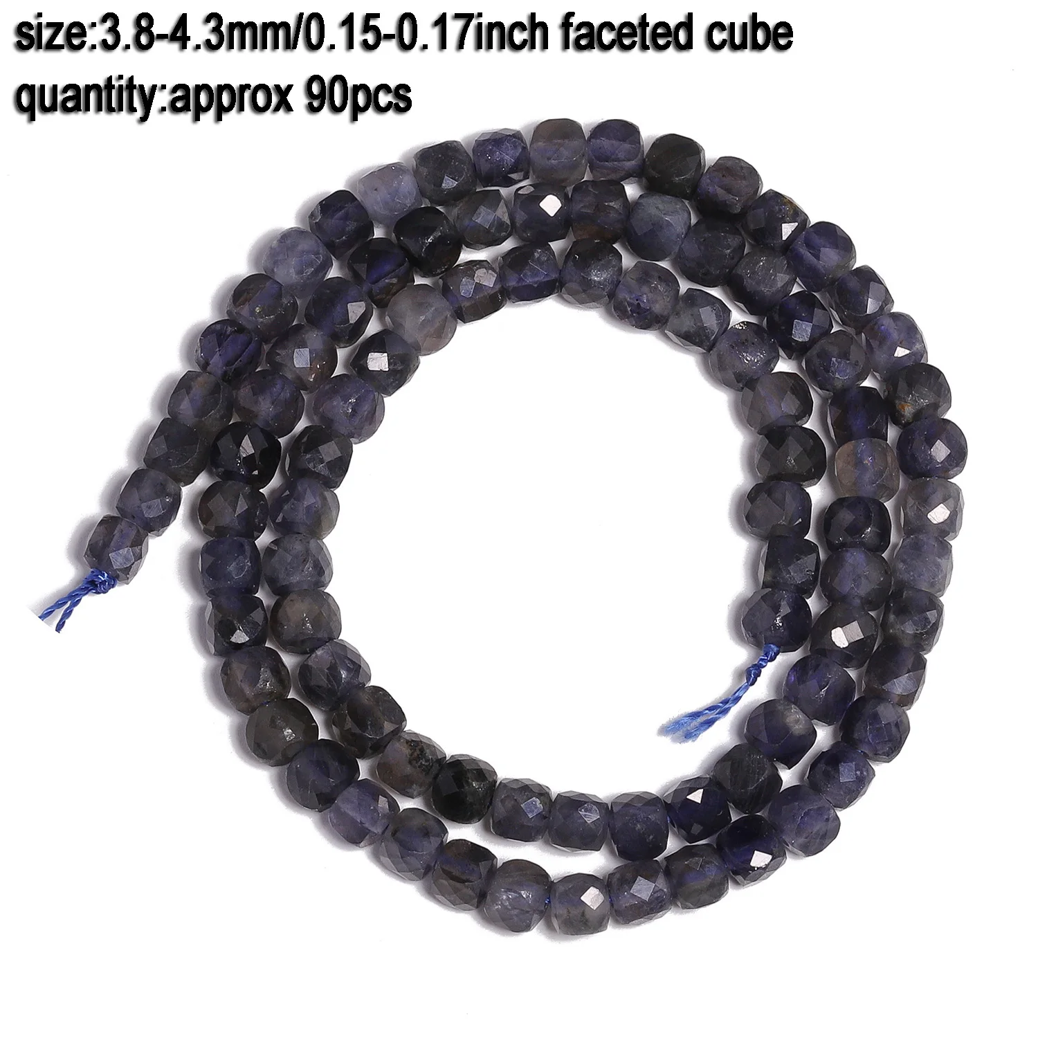 AAA natürliche Cordierit-Steinperlen, 3,8–4,3 mm, facettierte quadratische Würfelperlen, lose Distanzperlen für Schmuckherstellung, Diy-Zubehör – Detail 5