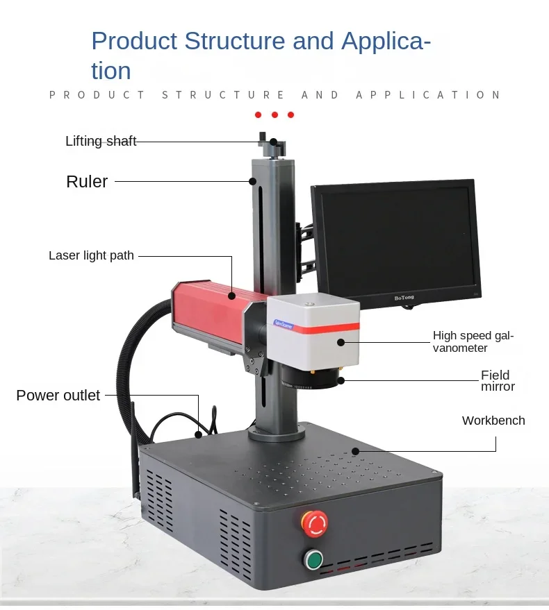 Desktop small fiber integrated metal stainless steel jewelry nameplate leather jewelry crystal laser  engraving marking machine