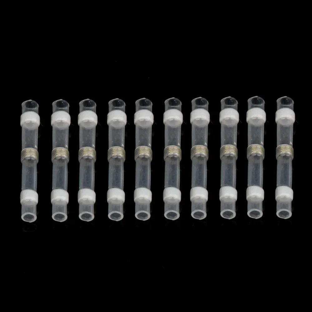 10/25/50PCS Waterproof Solder Seal Sleeve Splice Terminals Heat Shrink Electrical Wire Butt Connectors White AGW 26-24