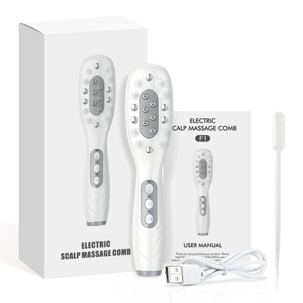 

Электрический EMS-массажер для кожи головы, расческа со светодиодной подсветкой, массажер для головы с аппликатором для волос, масла для расслабления роста волос, подходит для всех причесок