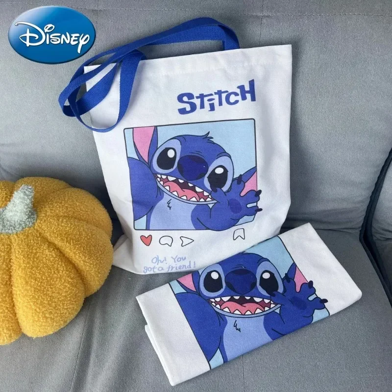 Disney Cute Stitch Cartoon Canvas Bag Women's Shoulder Simple Student Handbag Bag Peripheral Same Style School Bag