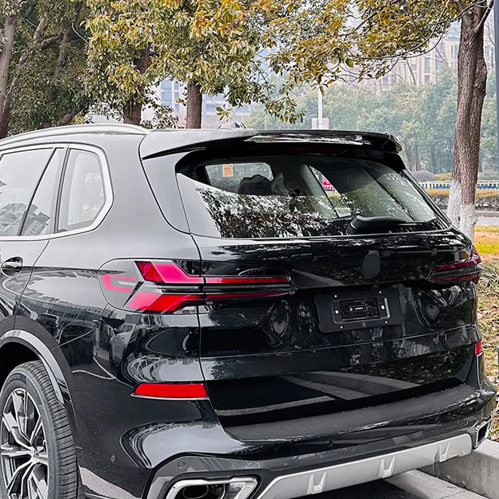 For BMW X5 G05 LCI 2019-2024 Rear Luggage Lid Spoiler Lip Tail Fender ABS Material Automotive Accessories Black Carbon Change