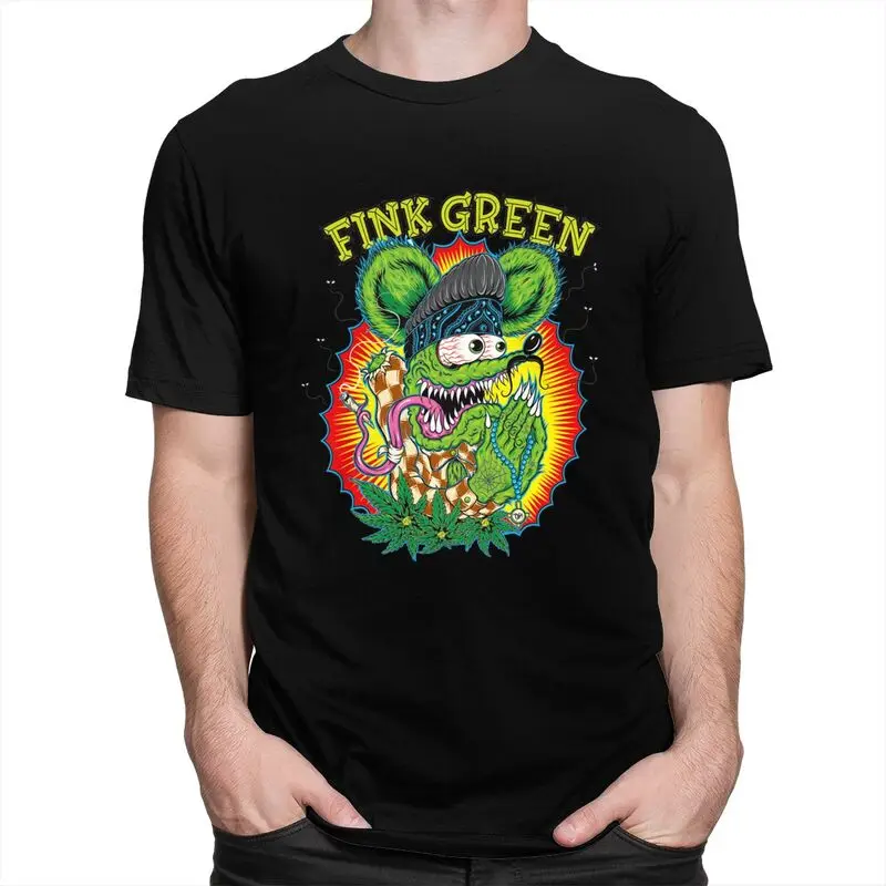 Custom Anime Cartoon Rat Fink T Shirt for Men 100% Cotton Tshirt Fashion Tees T-shirt Slim Fit Clothing Gift