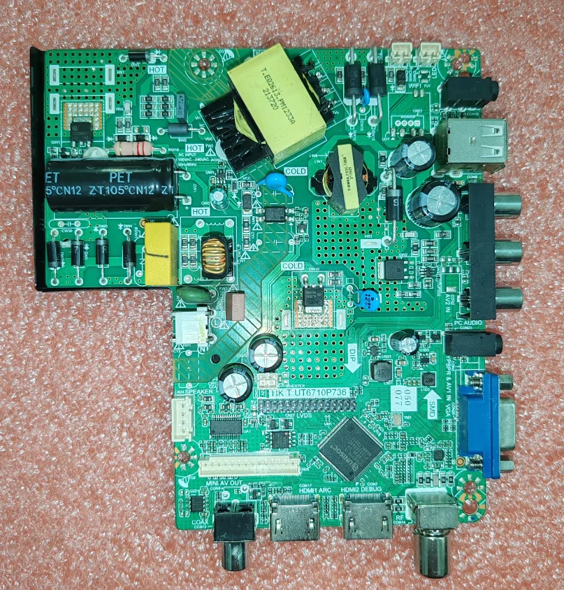 HK.T.UT6710P736 HK-20210 Three in one TV motherboard physical photos tested well for 1366x768 led screen
