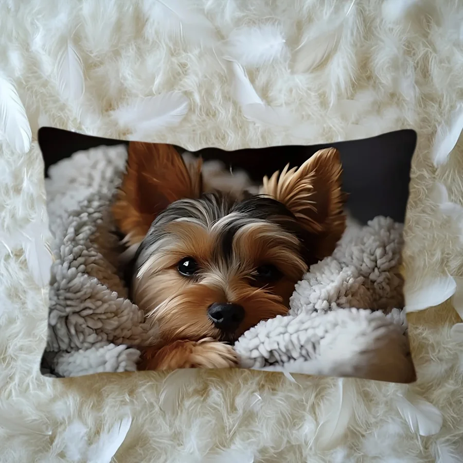 1PC Throw Pillow Cover,Yorkshire Terrier Dog Print,Pet Lover Cute Style,For Sofa Bedroom Couch Home Decor