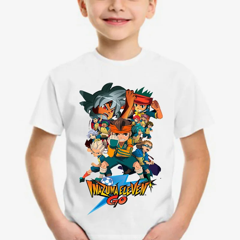 Harajuku Inazuma Eleven Go T Shirt Kids Anime Y2K Tops Fashion Children Clothing Summer Short Sleeve Cartoon Boys Girls T-shirt